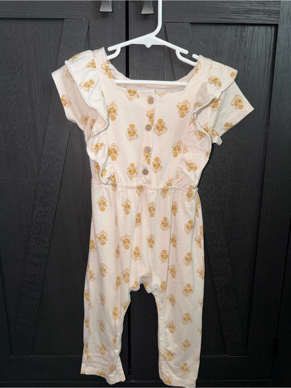 Jessica Simpson Cream Romper with Yellow Floral Print